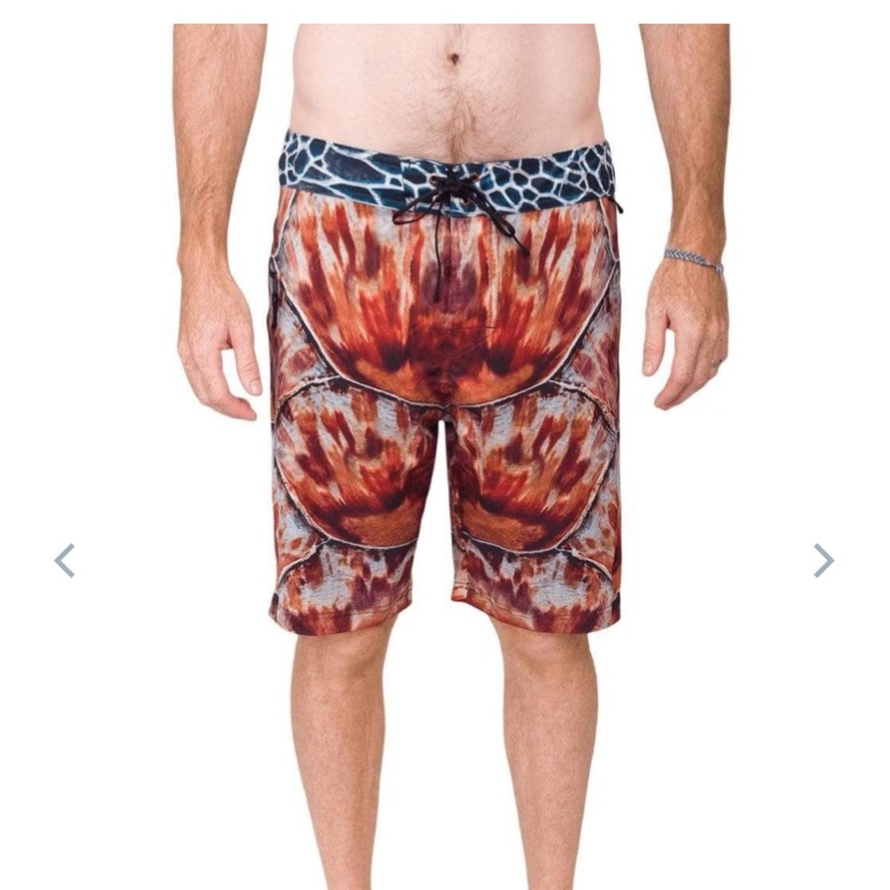 Waterlust hawksbill turtle Men’s board shorts.